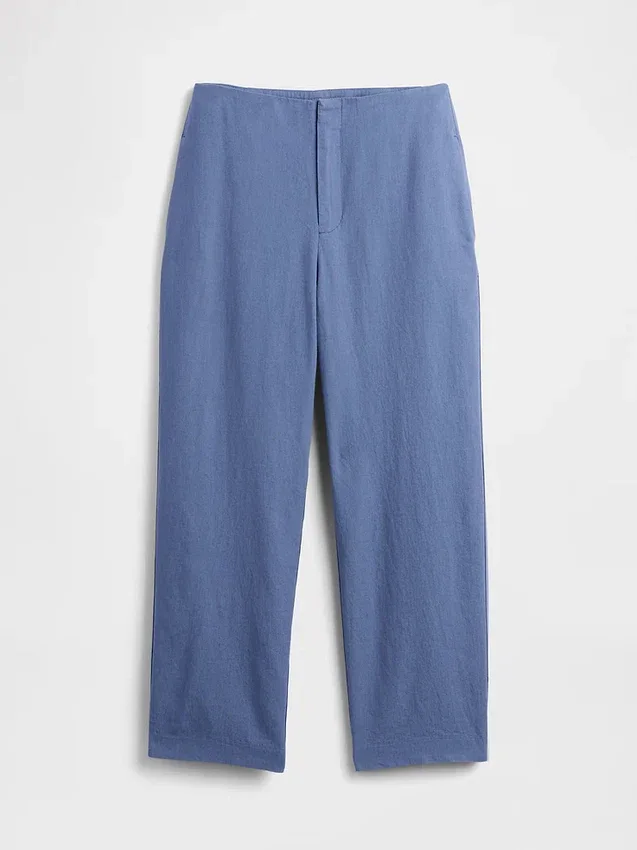 Relaxte rechte enkellange broek van linnenmix
