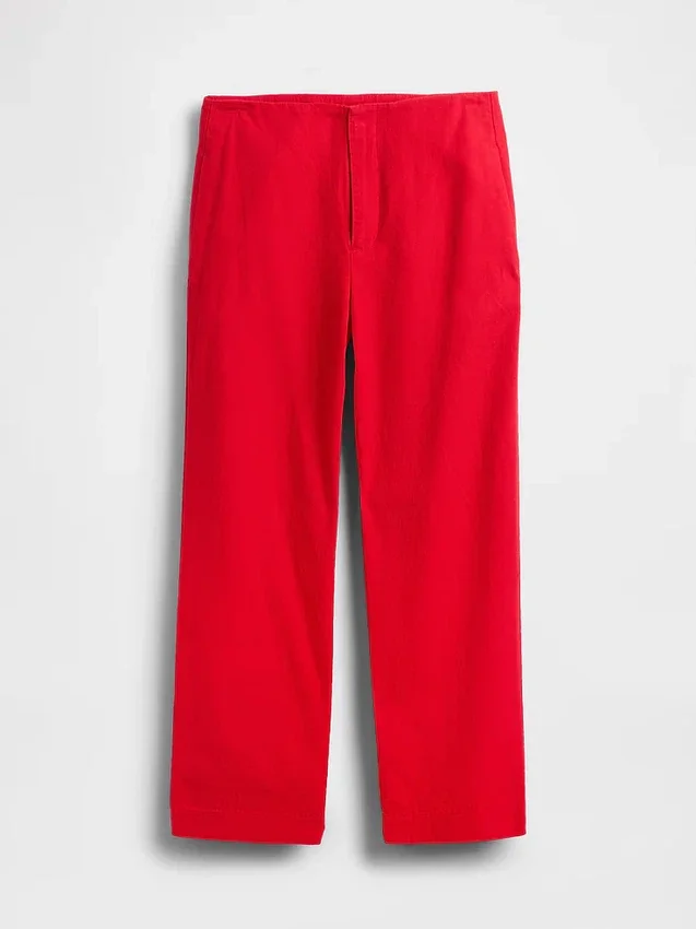 Relaxte rechte enkellange broek van linnenmix