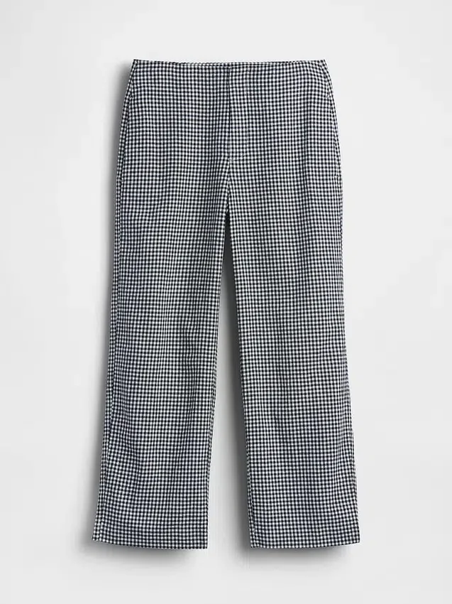 Relaxte rechte enkellange broek van linnenmix