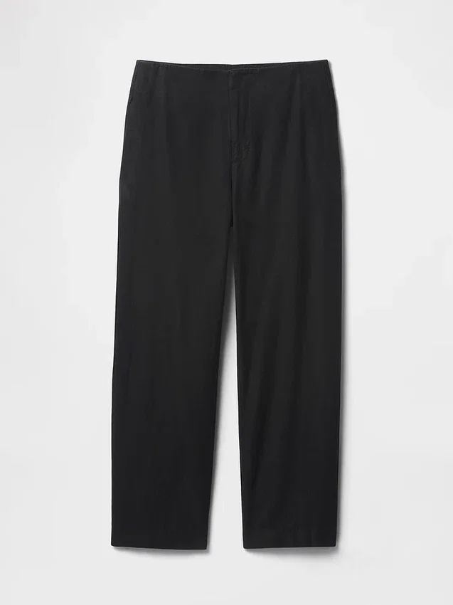 Relaxte rechte enkellange broek van linnenmix