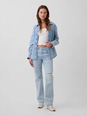 Relaxte rechte Jeans met middelhoge taille