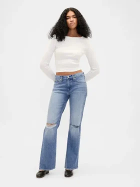 Relaxte rechte Jeans met middelhoge taille