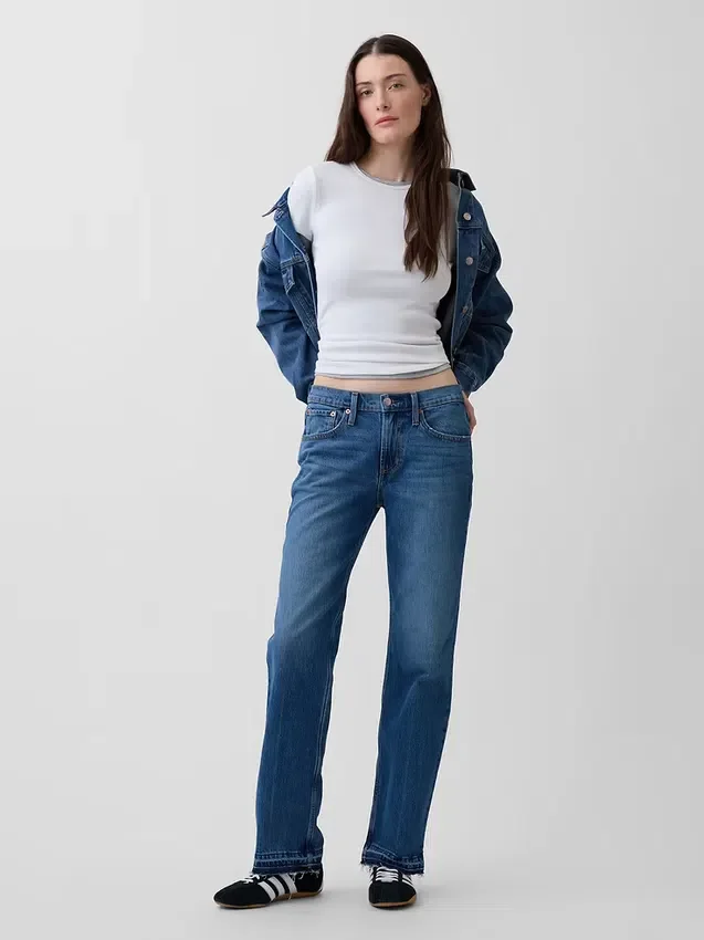 Relaxte rechte Jeans met middelhoge taille
