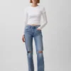 Relaxte rechte Jeans met middelhoge taille