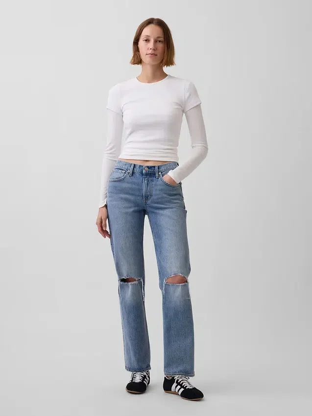 Relaxte rechte Jeans met middelhoge taille