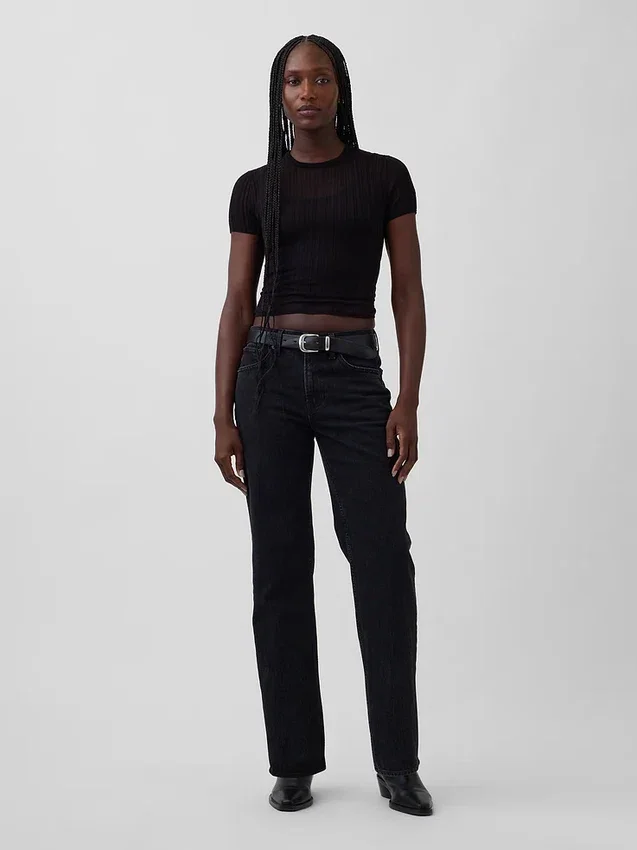 Relaxte rechte Jeans met middelhoge taille