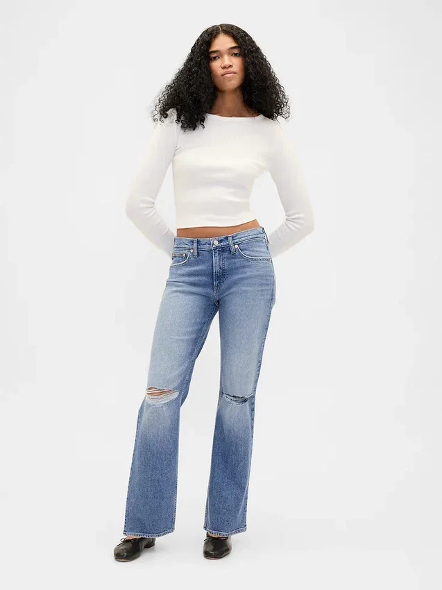 Relaxte rechte Jeans met middelhoge taille