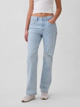 Relaxte rechte Jeans met middelhoge taille