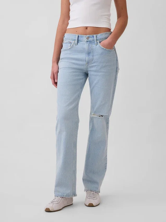 Relaxte rechte Jeans met middelhoge taille