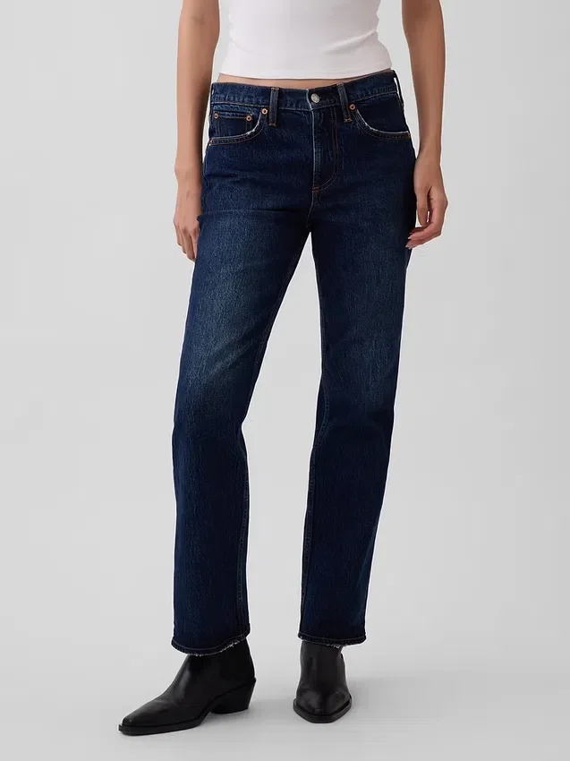 Relaxte rechte Jeans met middelhoge taille