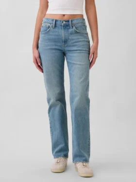 Relaxte rechte Jeans met middelhoge taille