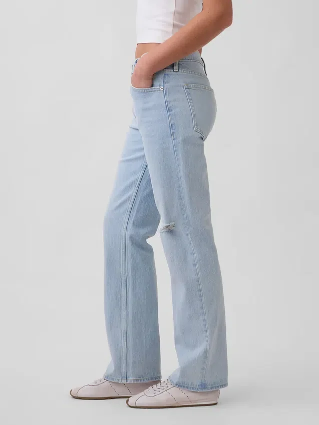 Relaxte rechte Jeans met middelhoge taille