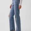 Relaxte rechte Jeans met middelhoge taille