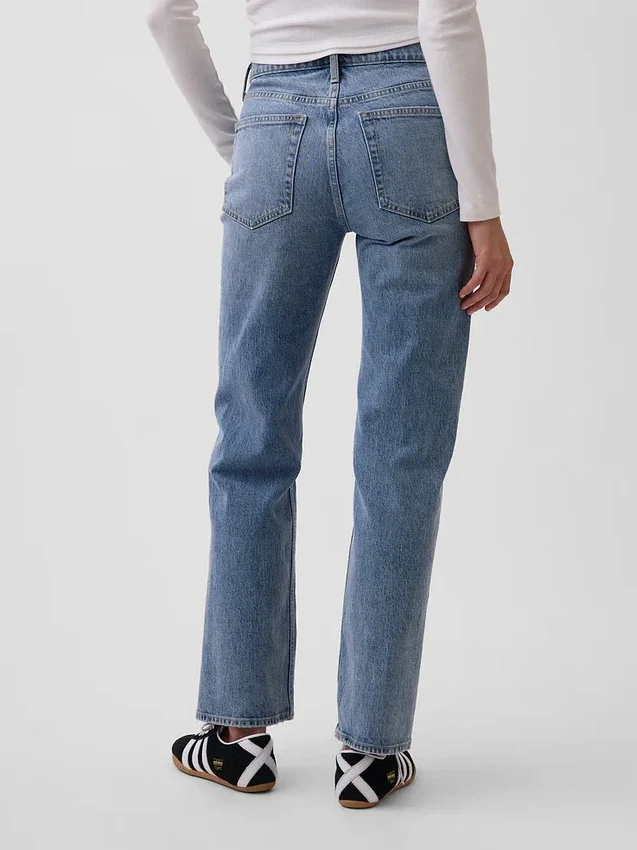 Relaxte rechte Jeans met middelhoge taille