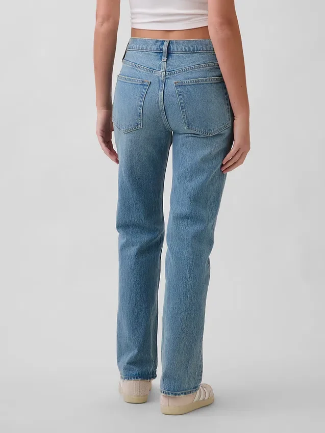 Relaxte rechte Jeans met middelhoge taille