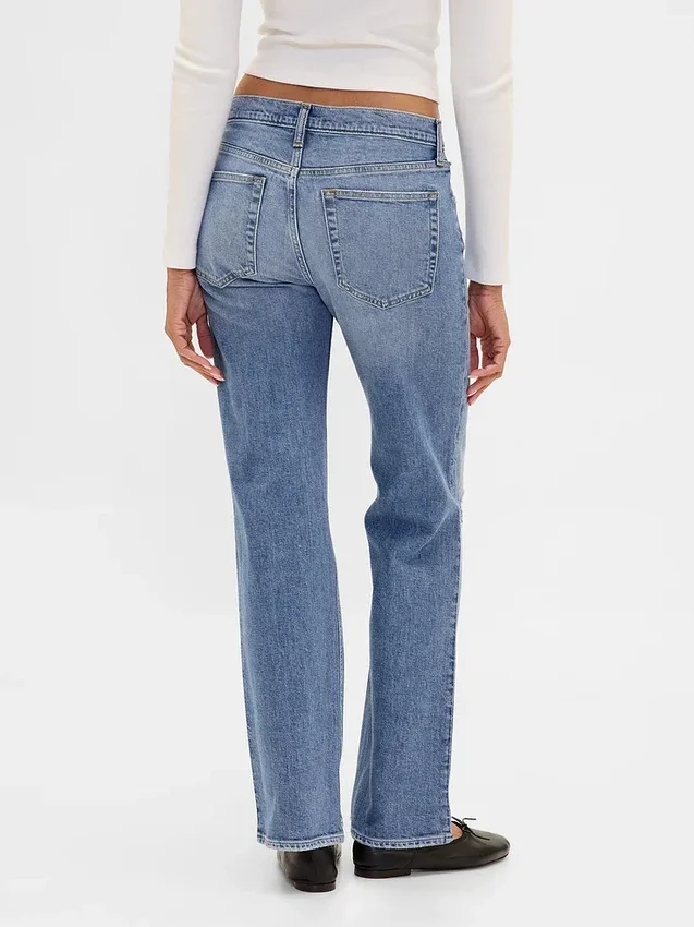 Relaxte rechte Jeans met middelhoge taille