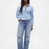 Relaxte rechte Jeans met middelhoge taille