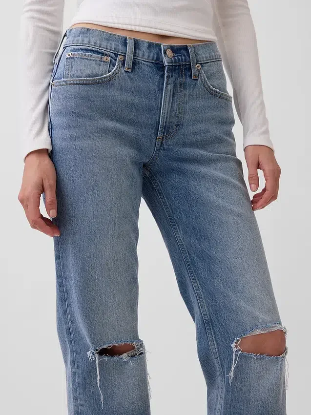 Relaxte rechte Jeans met middelhoge taille