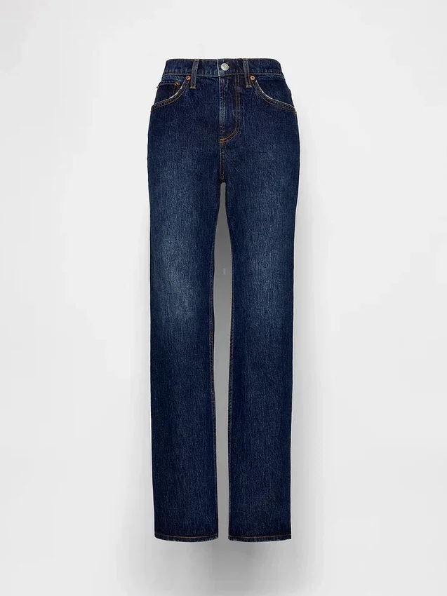Relaxte rechte Jeans met middelhoge taille