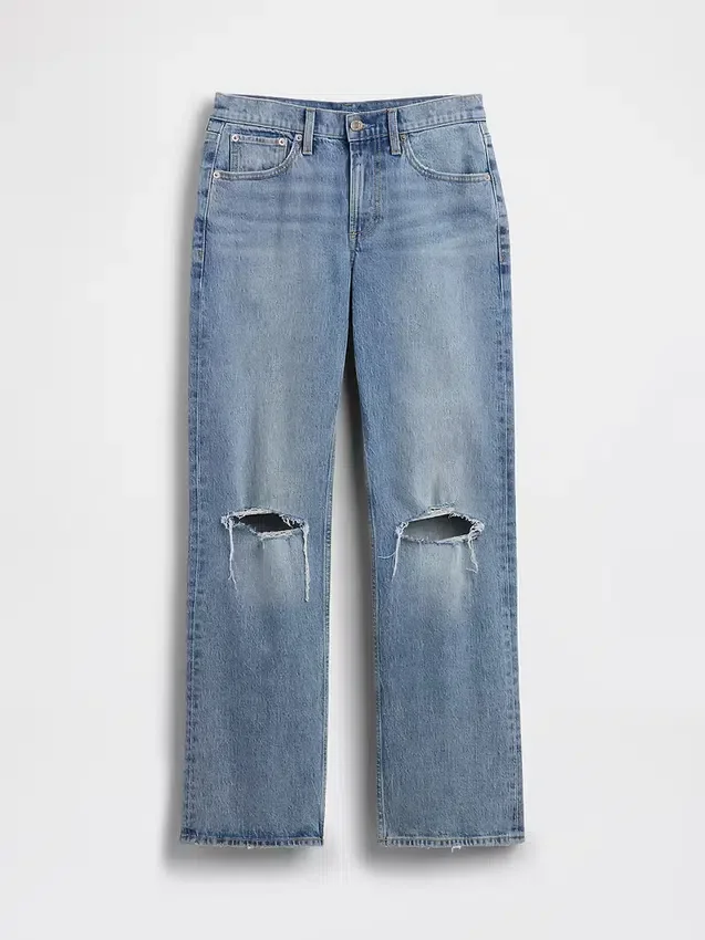 Relaxte rechte Jeans met middelhoge taille