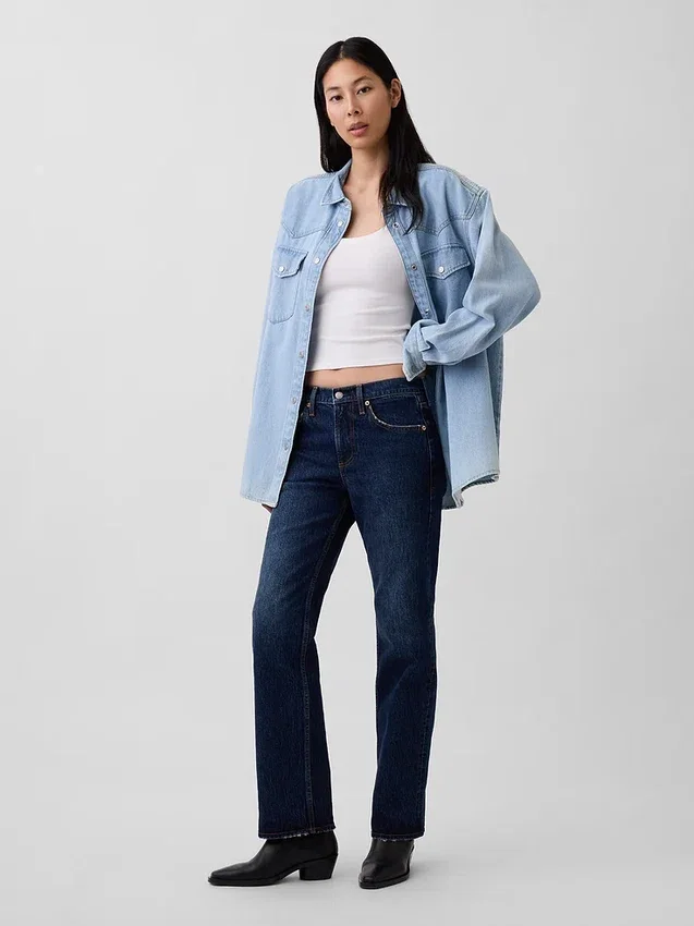 Relaxte rechte Jeans met middelhoge taille