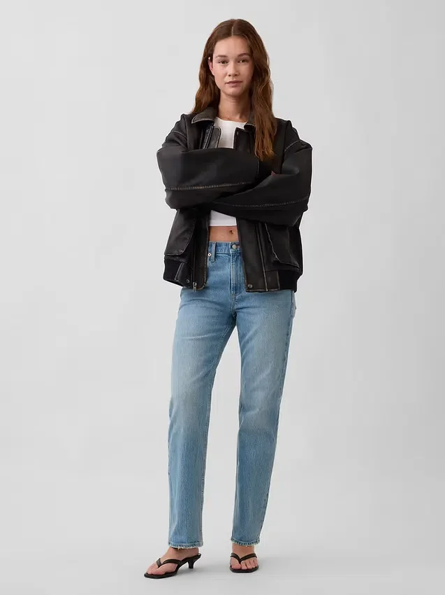 Relaxte rechte Jeans met middelhoge taille