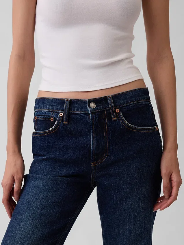 Relaxte rechte Jeans met middelhoge taille