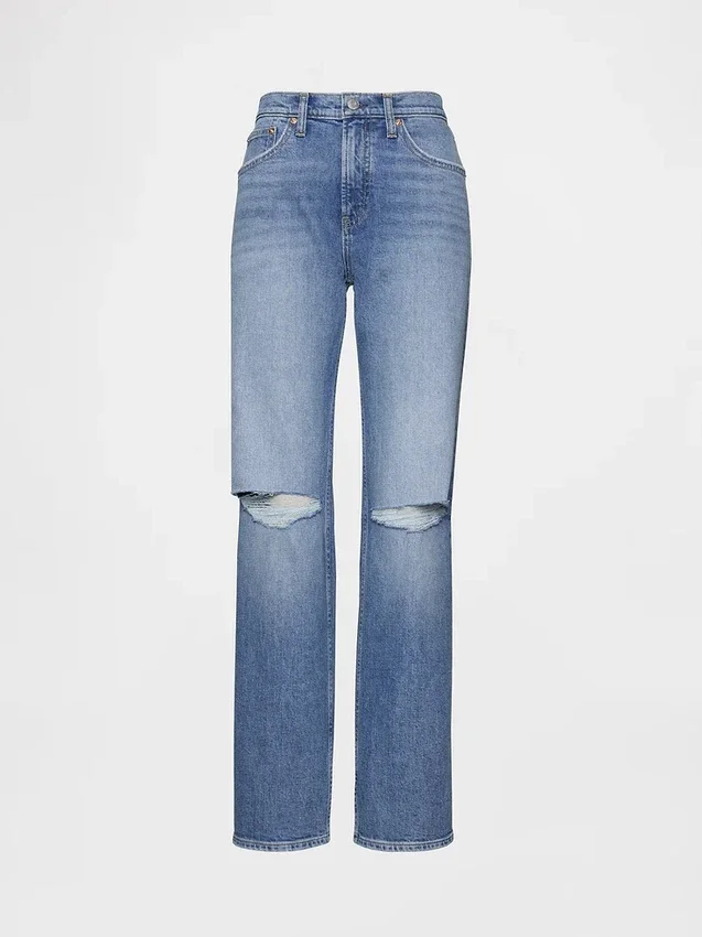 Relaxte rechte Jeans met middelhoge taille