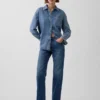 Relaxte rechte Jeans met middelhoge taille en gespleten zoom