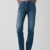 Relaxte rechte Jeans met middelhoge taille en gespleten zoom