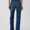 Relaxte rechte Jeans met middelhoge taille en gespleten zoom
