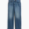 Relaxte rechte Jeans met middelhoge taille en gespleten zoom