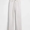 Relaxte rechte Jeans met middelhoge taille en gespleten zoom