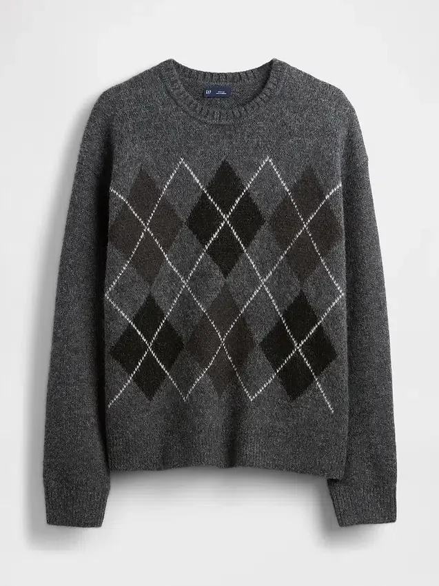 Relaxte trui van wolmix met argylepatroon