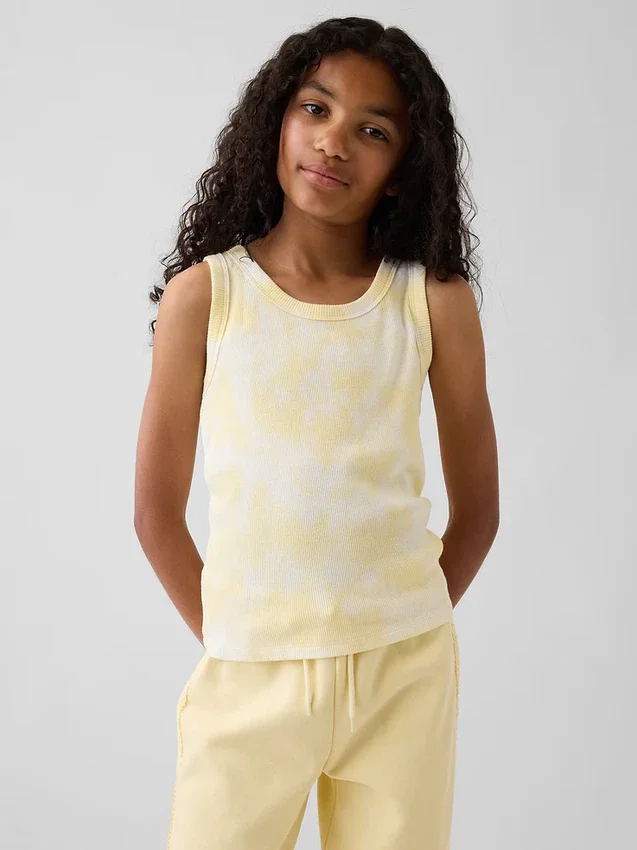 Rib-tanktop met tie-dye-print voor kinderen