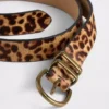 Riem van kalfshaar met luipaardprint