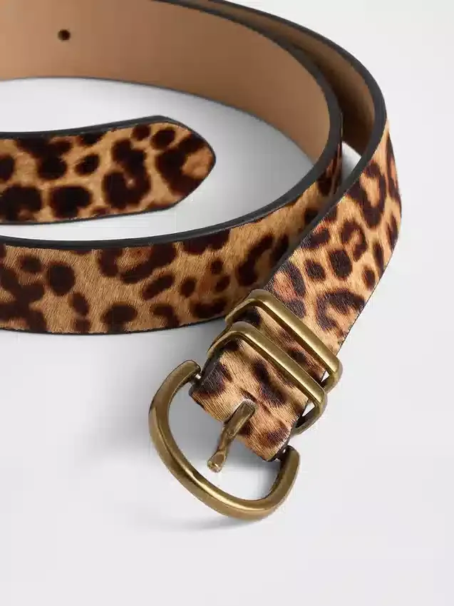 Riem van kalfshaar met luipaardprint