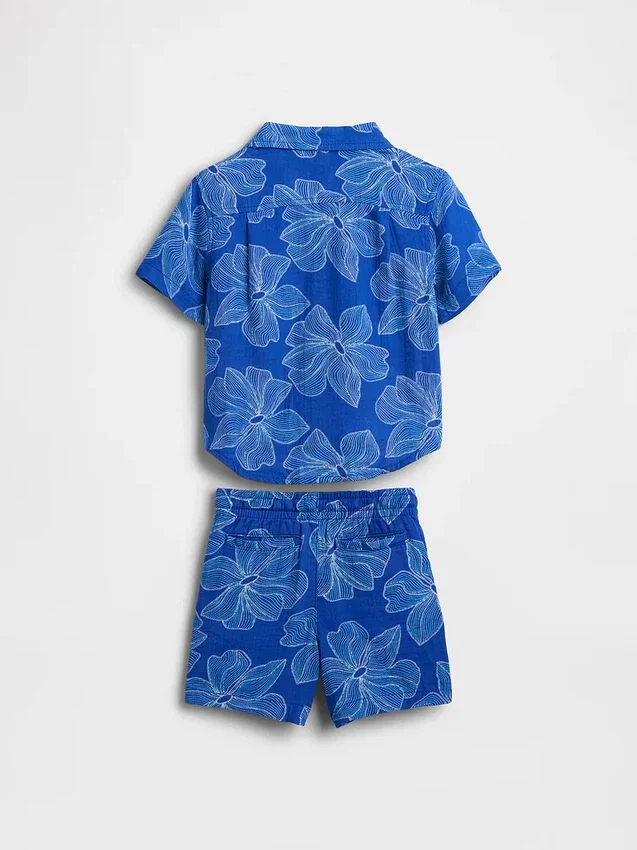 Set met bloemenprint van katoenen gaas voor Baby & Peuter