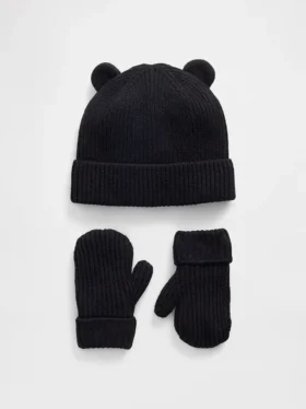 Set met CashSoft-beertjesmuts en -wanten voor Baby & Peuter