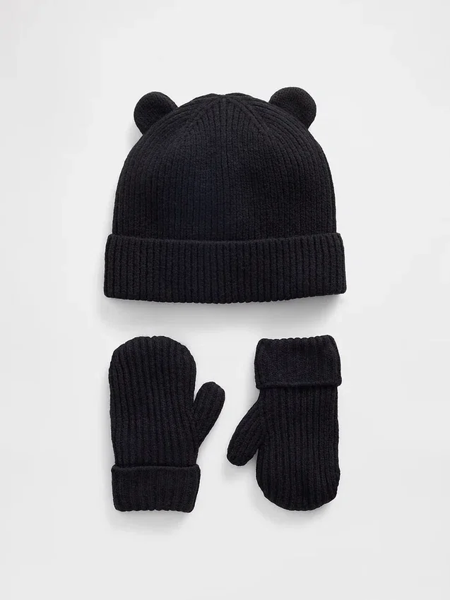 Set met CashSoft-beertjesmuts en -wanten voor Baby & Peuter
