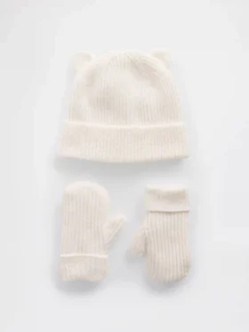 Set met CashSoft-beertjesmuts en -wanten voor Baby & Peuter