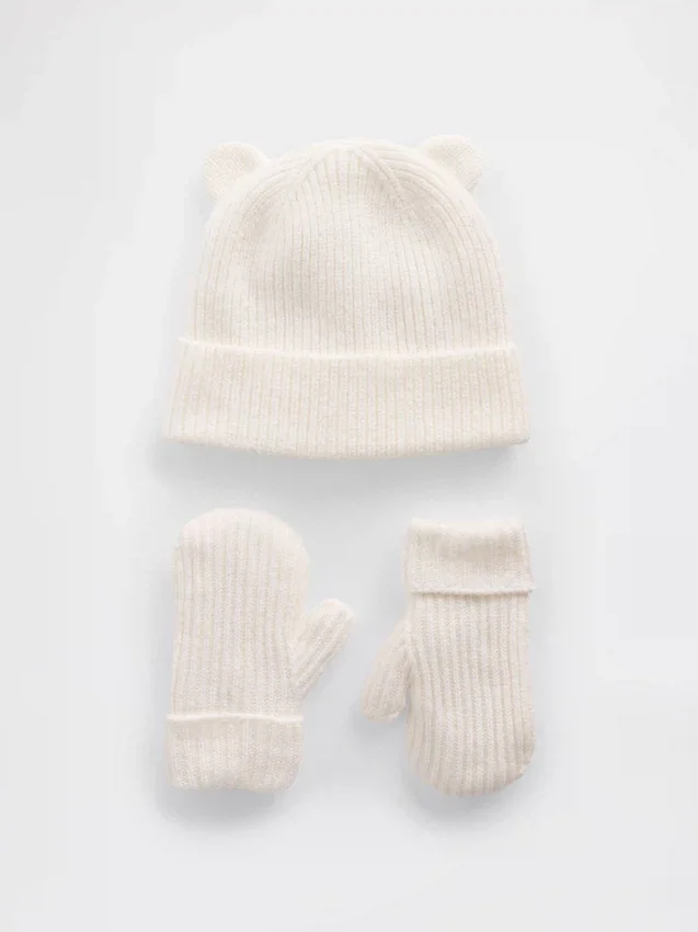 Set met CashSoft-beertjesmuts en -wanten voor Baby & Peuter