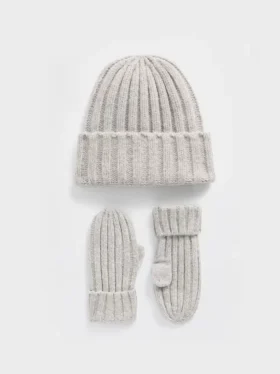 Set met CashSoft-geribde muts en wanten voor Baby & Peuter