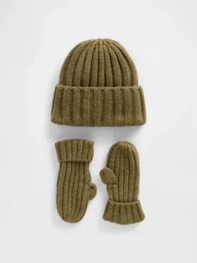 Set met CashSoft-geribde muts en wanten voor Baby & Peuter