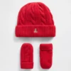 Set met CashSoft-muts en wanten met kabelpatroon voor Baby & Peuter