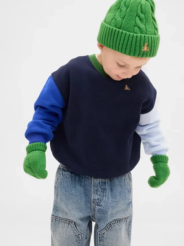 Set met CashSoft-muts en wanten met kabelpatroon voor Baby & Peuter