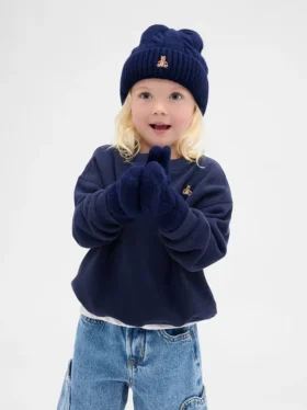 Set met CashSoft-muts en wanten met kabelpatroon voor Baby & Peuter