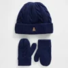 Set met CashSoft-muts en wanten met kabelpatroon voor Baby & Peuter