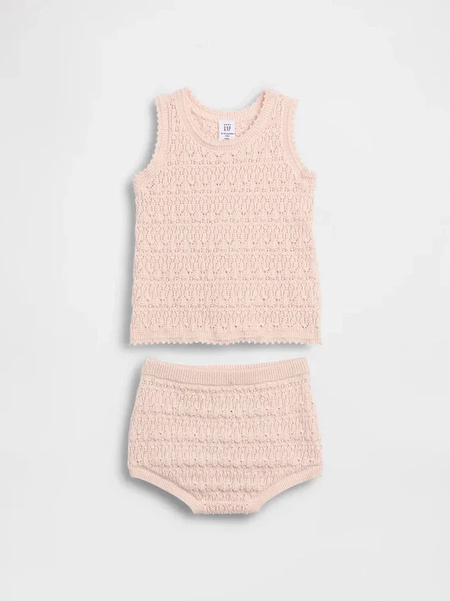 Set met gehaakte baby-tanktop en korte broek