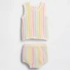 Set met gehaakte gestreepte tanktop en short voor baby’s